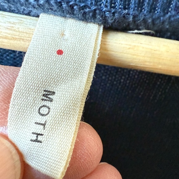 MOTH Anthropologie Ruffle Sweater Boho Oversized Wool Cotton Art to Wear Blue XS - Picture 6 of 9